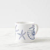 Nautilus Seashell & Starfish Marine Life Custom Espresso Kop (Voorkant rechts)