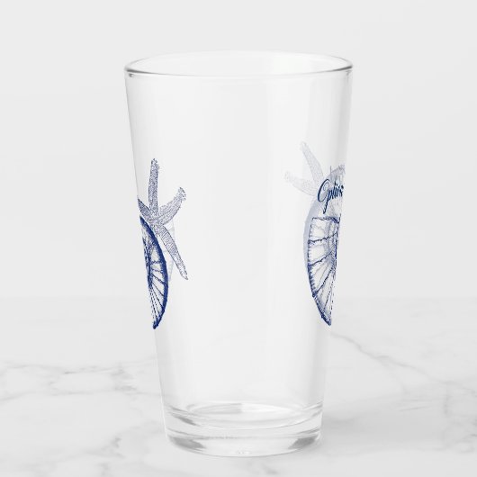 Nautilus Seashell & Starfish Marine Life Custom Glas (Rechts)