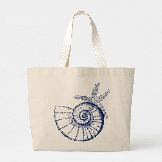 Nautilus Seashell & Starfish Marine Life Custom Grote Tote Bag (Achterkant)