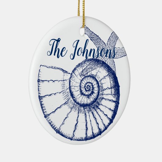 Nautilus Seashell & Starfish Marine Life Custom Keramisch Ornament (Rechts)