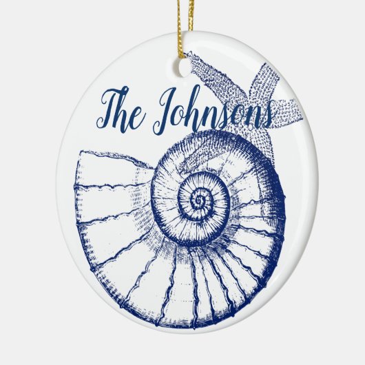 Nautilus Seashell & Starfish Marine Life Custom Keramisch Ornament (Links)