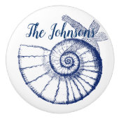 Nautilus Seashell & Starfish Marine Life Custom Keramische Knop (Voorkant)