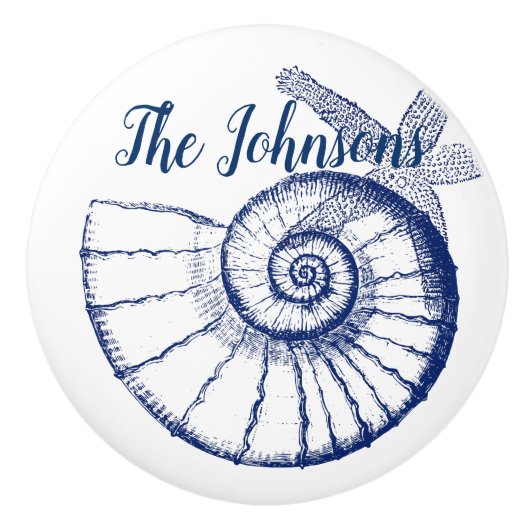 Nautilus Seashell & Starfish Marine Life Custom Keramische Knop (Voorkant)