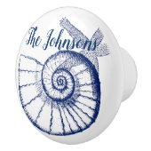Nautilus Seashell & Starfish Marine Life Custom Keramische Knop (Rechts)