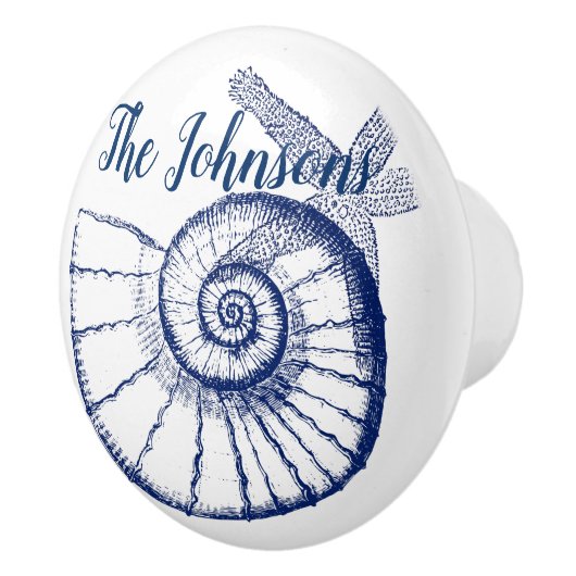 Nautilus Seashell & Starfish Marine Life Custom Keramische Knop (Rechts)