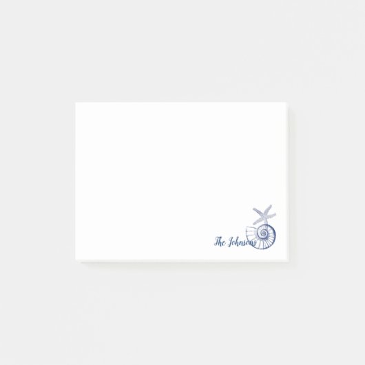 Nautilus Seashell & Starfish Marine Life Custom Post-it® Notes (Voorkant)