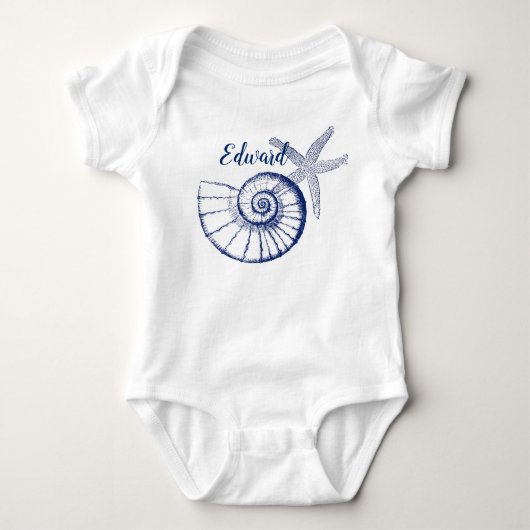 Nautilus Seashell & Starfish Marine Life Custom Romper (Voorkant)