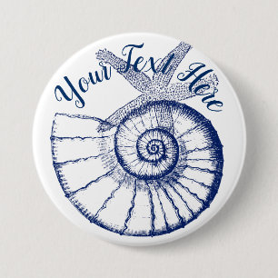 Nautilus Seashell & Starfish Marine Life Custom Ronde Button 7,6 Cm