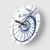 Nautilus Seashell & Starfish Marine Life Custom Ronde Klok (Hoek)