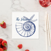 Nautilus Seashell & Starfish Marine Life Custom Servet (Insitu)