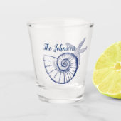 Nautilus Seashell & Starfish Marine Life Custom Shot Glas (Voorkant)