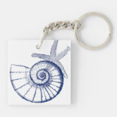 Nautilus Seashell & Starfish Marine Life Custom Sleutelhanger (Achterkant)