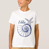 Nautilus Seashell & Starfish Marine Life Custom T-shirt (Voorkant)