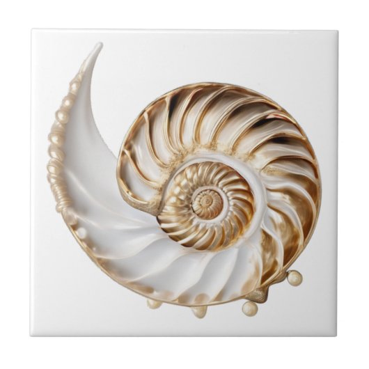 Nautilus shell 3D parel goud glans oceaan nautisch Tegeltje (Voorkant)