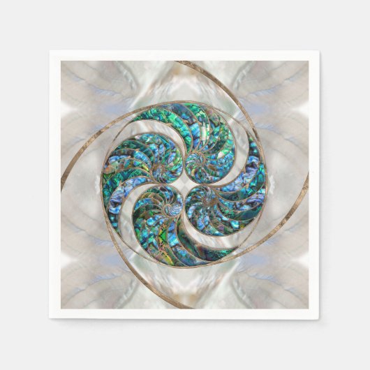 Nautilus Shell - Abalone and Pearl Servet (Voorkant)