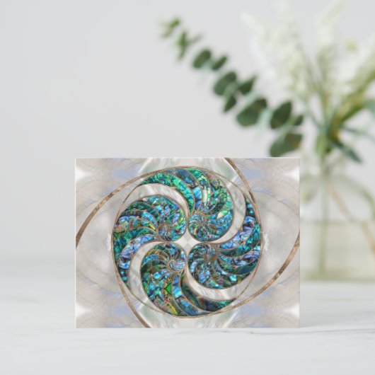 Nautilus Shell - Abalone en Pearl Briefkaart (Staand voorkant)