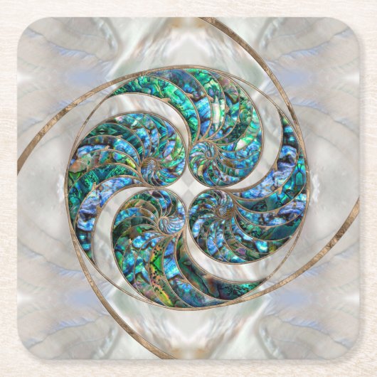 Nautilus Shell - Abalone en Pearl Kartonnen Onderzetters (Voorkant)