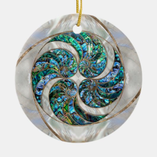Nautilus Shell - Abalone en Pearl Keramisch Ornament (Voorkant)