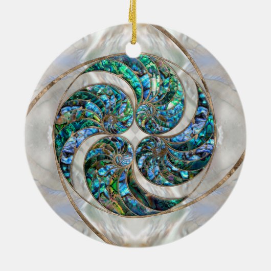 Nautilus Shell - Abalone en Pearl Keramisch Ornament (Achterkant)