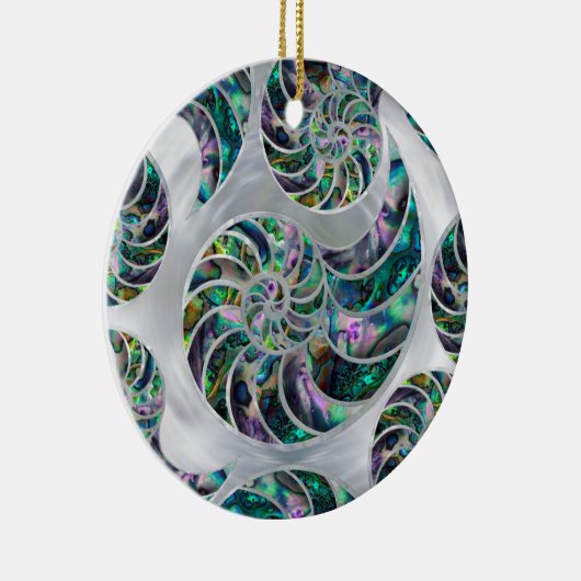 Nautilus Shell Abalone en Pearl Keramisch Ornament (Rechts)