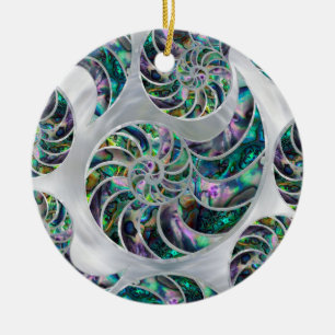 Nautilus Shell Abalone en Pearl Keramisch Ornament