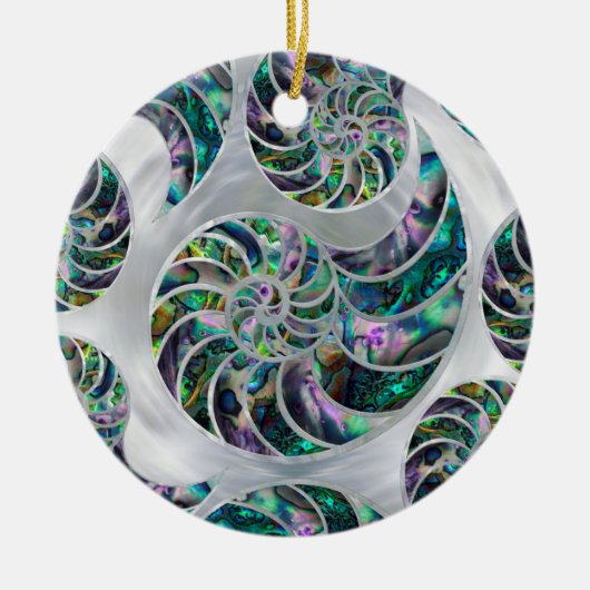 Nautilus Shell Abalone en Pearl Keramisch Ornament (Voorkant)