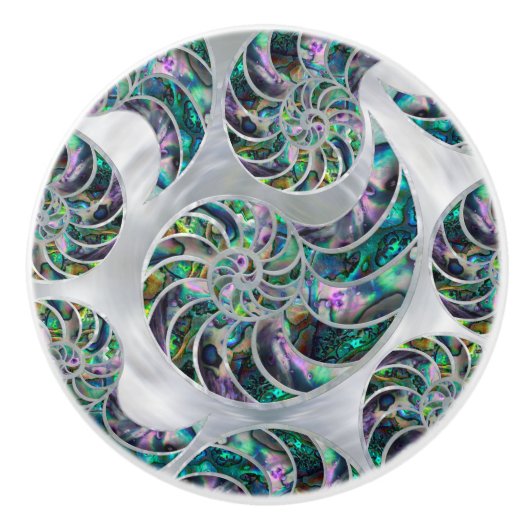 Nautilus Shell Abalone en Pearl Keramische Knop (Voorkant)