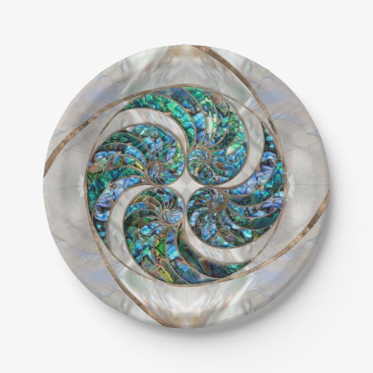 Nautilus Shell - Abalone en Pearl Papieren Bordje (Voorkant)