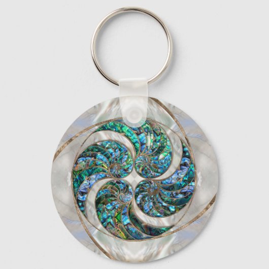 Nautilus Shell - Abalone en Pearl Sleutelhanger (Voorkant)