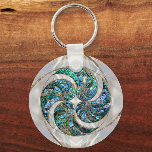 Nautilus Shell - Abalone en Pearl Sleutelhanger (Voorkant)