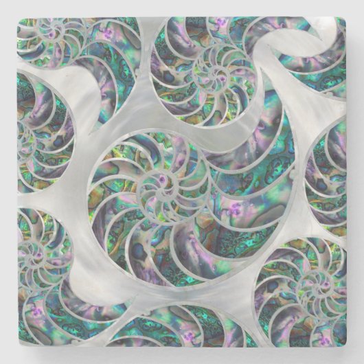 Nautilus Shell Abalone en Pearl Stenen Onderzetter (Voorkant)