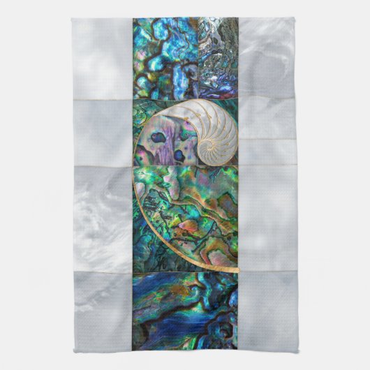 Nautilus Shell - Abalone en Pearl Theedoek (Verticaal)