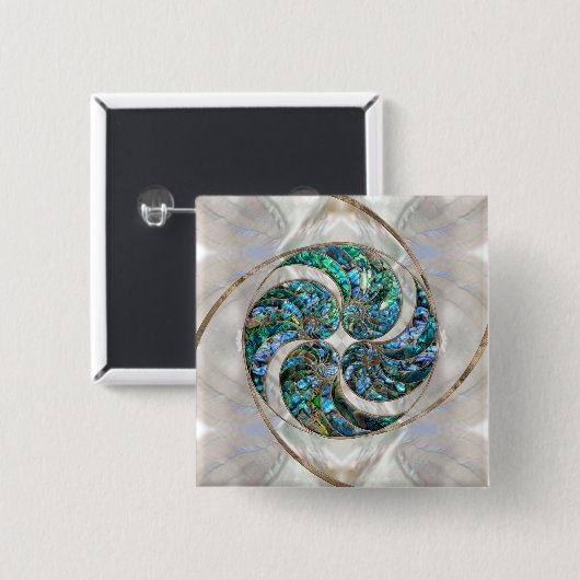 Nautilus Shell - Abalone en Pearl Vierkante Button 5,1 Cm (Voorkant /achterkant)