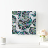 Nautilus Shell Abalone en Pearl Vierkante Klok (Huis)