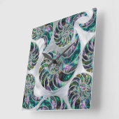 Nautilus Shell Abalone en Pearl Vierkante Klok (Hoek)