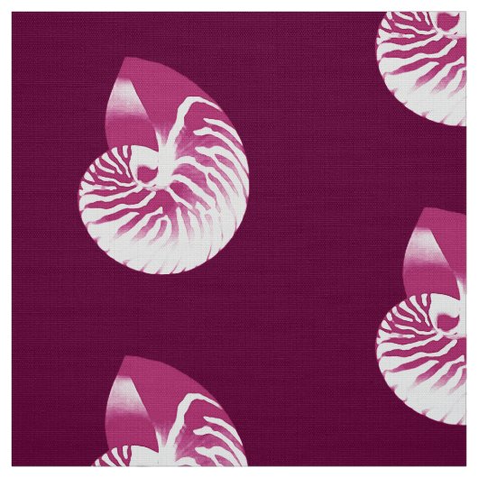 Nautilus Shell - aubergine paarse en wit Stof (Swatch)