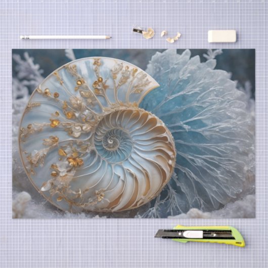 Nautilus Shell Binnen Decoupage Weefseldocument Tissuepapier (Craft)