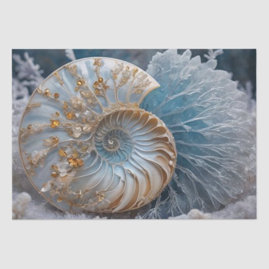 Nautilus Shell Binnen Decoupage Weefseldocument Tissuepapier (Voorkant)