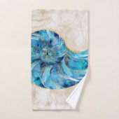 Nautilus Shell Blue waterverf Bad Handdoek (Handdoek)
