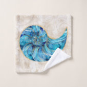 Nautilus Shell Blue waterverf Bad Handdoek (Wasdoekje)