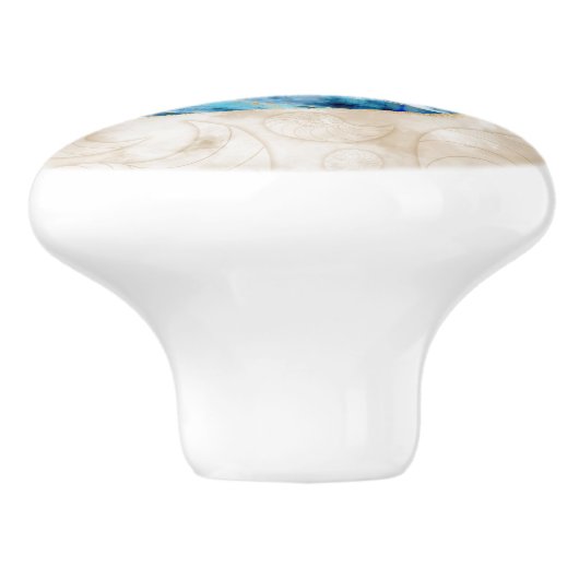 Nautilus Shell Blue waterverf Keramische Knop (Zijkant)