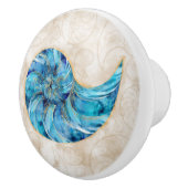 Nautilus Shell Blue waterverf Keramische Knop (Rechts)