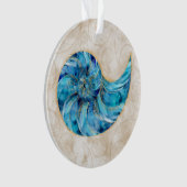 Nautilus Shell Blue waterverf Ornament (voorkant)