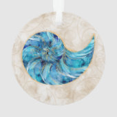 Nautilus Shell Blue waterverf Ornament (achterkant)