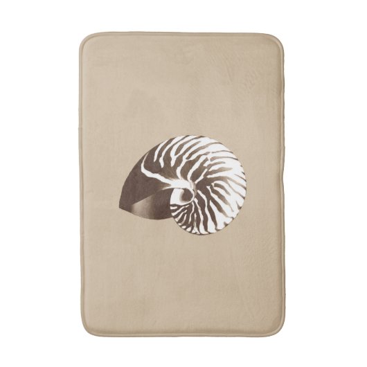 Nautilus shell - bruin, wit en beige badmat (Voorkant Verticaal)