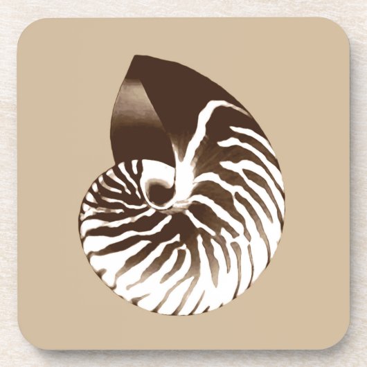 Nautilus shell - bruin, wit en beige bier onderzetter (Voorkant)