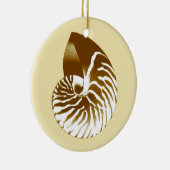 Nautilus shell - bruin, wit en beige keramisch ornament (Rechts)