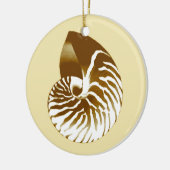 Nautilus shell - bruin, wit en beige keramisch ornament (Links)