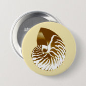 Nautilus shell - bruin, wit en beige ronde button 7,6 cm (Voorkant /achterkant)