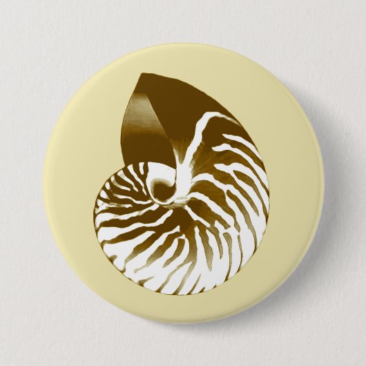 Nautilus shell - bruin, wit en beige ronde button 7,6 cm (Voorkant)